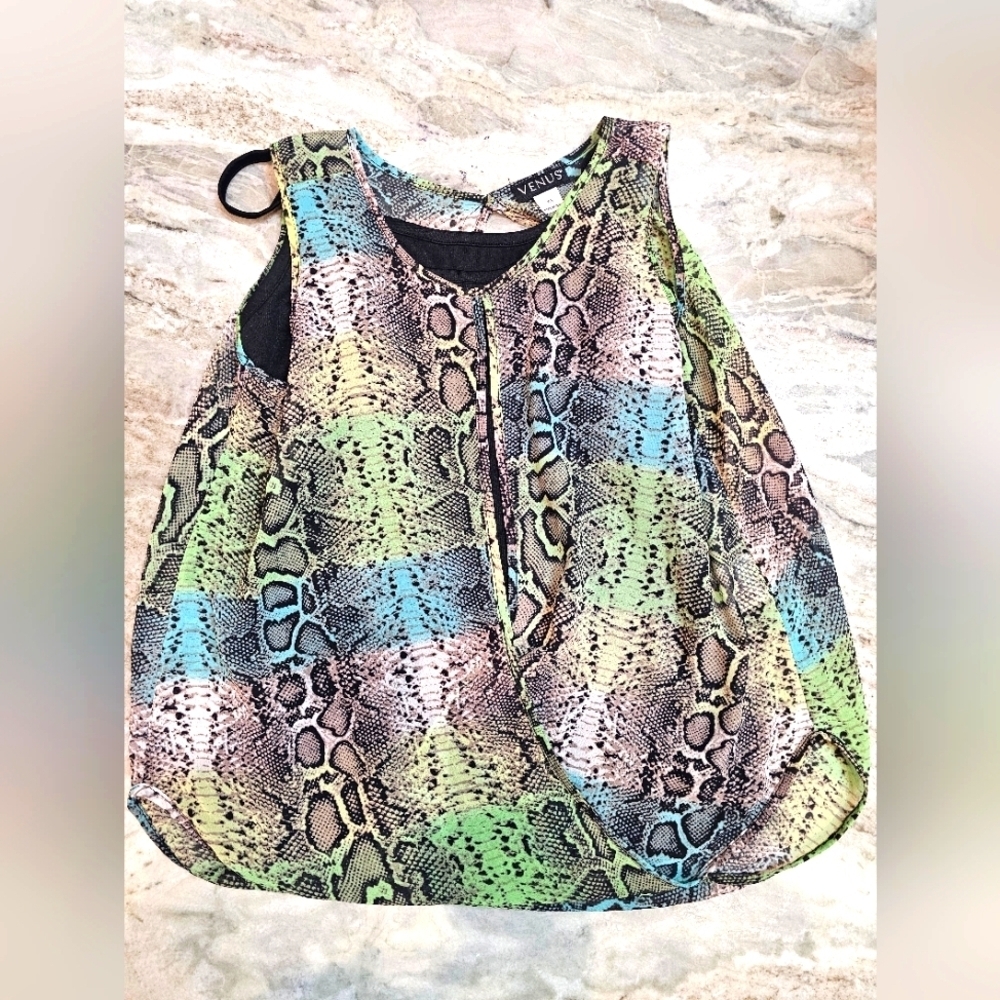 “VENUS Multicolor Snakeskin Print Sleeveless Tank Top XS”